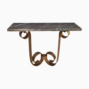 Wrought Iron and Marble Console attributed to Paul Belvoir for Gordon Watson