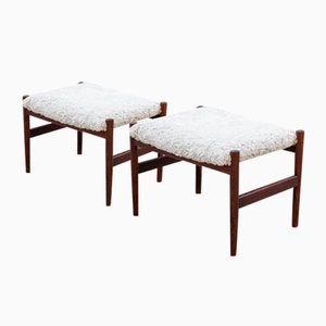 Set of Stools with Sheepskin by Hugo Frandsen, 1960s