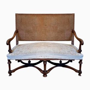 Sofabank aus Nussholz mit hoher Rückenlehne im Louis XIII-Stil, 1880er