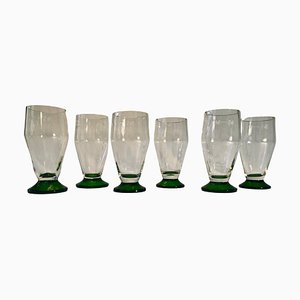 Vasos de cerveza soplados a mano, antigua Checoslovaquia, 1925. Juego de 6