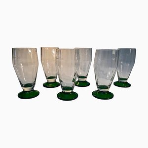 Vasos de cerveza soplados a mano, antigua Checoslovaquia, años 20. Juego de 6