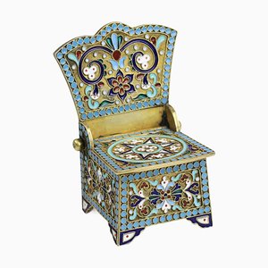 Russian Silver Salt Cellar Throne with Enamel, 1879