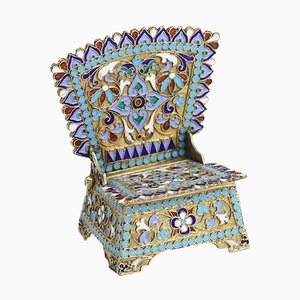 Russian Silver Salt Shaker with Gilding and Enamel, 1880s