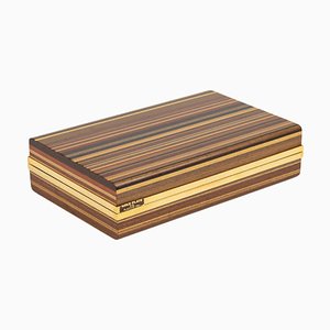 Mid-Century Holz & 24 Karat Vergoldete Dose im Stil von Afra & Tobia Scarpa, Italien, 1970er