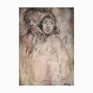 Otto Vautier, Portrait of Couple, Graphite on Paper