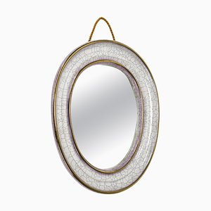 Mid-Century Organic Craquelé Terracotta Wall Mirror attributed to Gmundner Keramik, 1950s