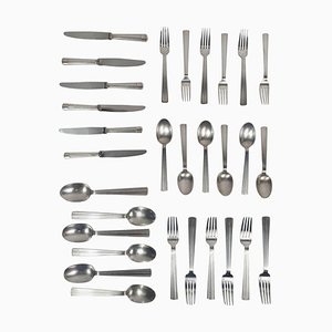 Art Deco Silver-Plated Flatware by Luc Lanel for Christofle, 1930s, Set of 32