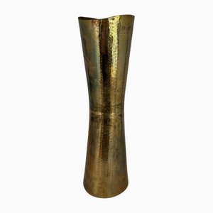 Italian Modern Hand-Beaten Brass Vase, 1970s