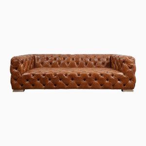 Three-Seater Tan Tank Sofa from Pure White Lines