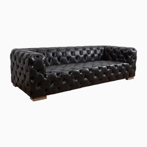 Schwarzes Drei-Sitzer Tank Sofa von Pure White Lines