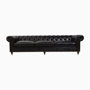 Four-Seater Black Chesterfield Sofa from Pure White Lines