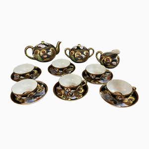 Servizio da caffè Demitasse dorato e dipinto a mano, Giappone, anni '20, set di 15