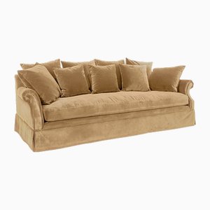 Nia Sofa in Camel Velvet from Pure White Lines