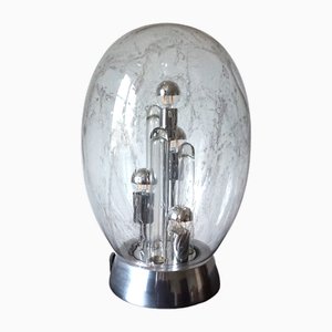 Large Space Age Ice Glass Table Lamp by Doria Leuchten, 1970