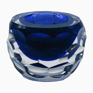 Blaue italienische Vintage Murano Glasschale von Alessandro Mandruzzato, 1970er