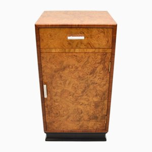 Art Deco Burr Elm and Walnut Bedside Cabinet, 1930s