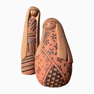 Terracotta Kokeshi Dolls, Japan, 1960s, Set of 2