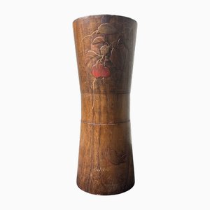 Wooden Maki-E Ikebana Flower Vase, Japan, 1930s