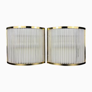 Art Deco Murano Wall Lamps by De Majo, Italy, 1970s , Set of 2