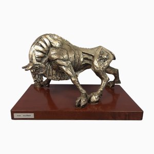 Scultura Toro in argento di Max Squillace per Studio d'Arte Zaniboni, anni '70