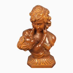 Carved Wooden Sculpture of Mother with Child, Italy, 1960s