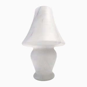Lampe de Bureau Vintage en Verre de Murano Blanc avec Effet Marbre Rose, 1970s