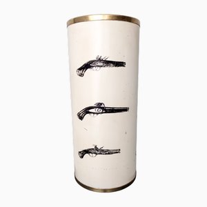 Beigefarbener Schirmständer aus Lackiertem Metall & Messing von Piero Fornasetti, 1950er