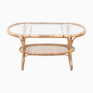 Couchtisch aus Bambus & Glas, Kaare Klint zugeschrieben, 1960er