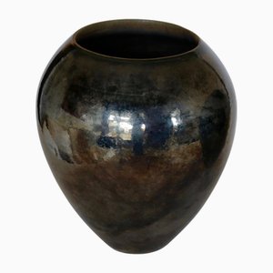 Große Vase aus emaillierter Keramik mit Perlmutt- und Metallic-Effekten, 1970er