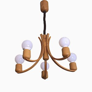 Danish Variable Height Chandelier with Five-Arms, 1970s