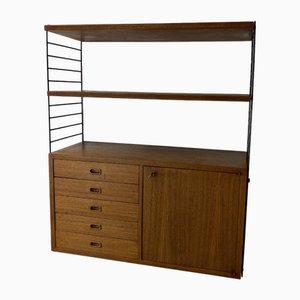 Libreria vintage in teak di Nisse Strinning per String, Scandinavia, anni '50