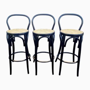 Sgabelli da bar Mid-Century moderni in legno curvato, anni '80, set di 3
