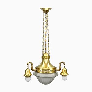 Art Noveau German Brass Chandelier, 1920s