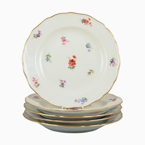 German Dinner Plates in Porcelain from Meissen, 1920s, Set of 5