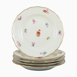 German Dinner Plates in Porcelain from Meissen, 1920s, Set of 5