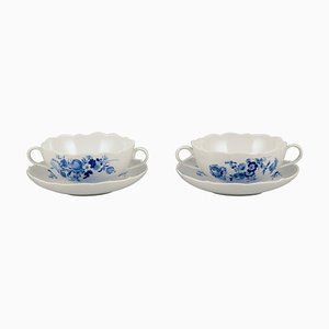 German Bouillon Cups in Blue-Painted Porcelain from Meissen, Set of 4