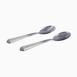Salad Set in Sterling Silver and Stainless Steel from Georg Jensen, 1930s, Set of 2