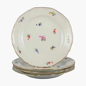 Vintage German Porcelain Plates from Meissen, 1920s, Set of 4
