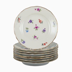 Small German Porcelain Lunch Plates from Silesia, 1930, Set of 8