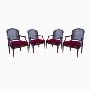 Cabriolet Armchairs in Cane, Set of 4