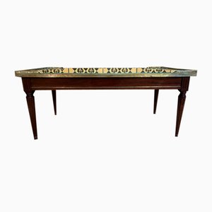 Louis Xvi Style Coffee Table in Black Leather
