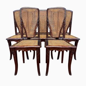 Art Nouveau Cane Chairs, Set of 8
