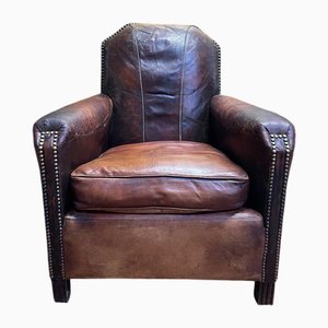 Art Deco Leather Club Chair