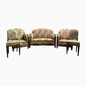 Art Deco Period Living Room Sofa and Armchairs, Set of 5