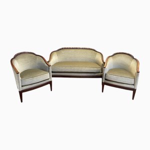 Art Deco Period Sofa and Armchairs, Set of 3