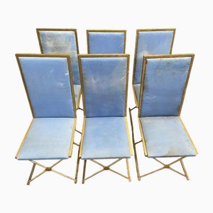 Sillas de comedor de acero inoxidable, años 70. Juego de 6
