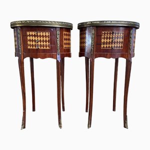 Louis Xv Marquetry Bedside Tables, Set of 2