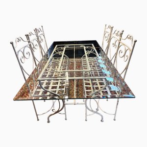 Iron and Glass Garden Set, Set of 7