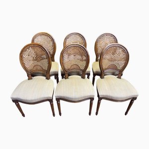 Louis Xvi Medallion Chairs in Cannage, Set of 6