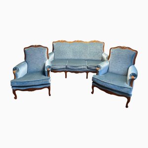 Living Room Sofa and Louis Xv Style Armchairs, Set of 3